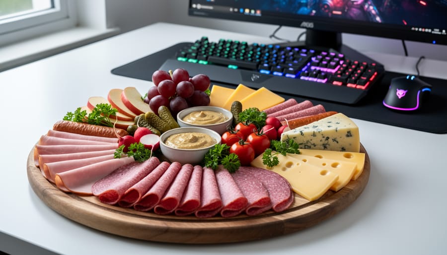 German sausage and cheese platter with Landjäger and other traditional cold cuts