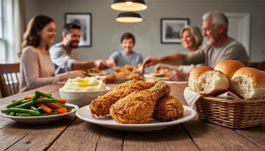 Golden schnitzel with lemon and rye bread on a rustic wooden board